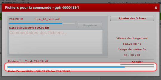 Aide: la barre d'envoi de fichiers
